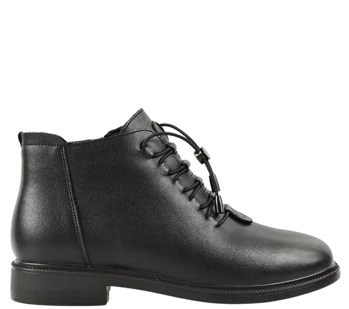 Ghete casual, dama, PASS COLLECTION, J930001A negru, piele naturala